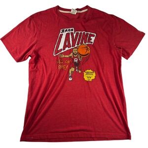 Homage Shirt Men's L Red Zach Lavine NBA Chicago Bulls On Fire Graphic Comic